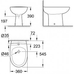 Биде Grohe Bau Ceramic 39432000 36x54 Биде Grohe Bau Ceramic 39432000 36x54