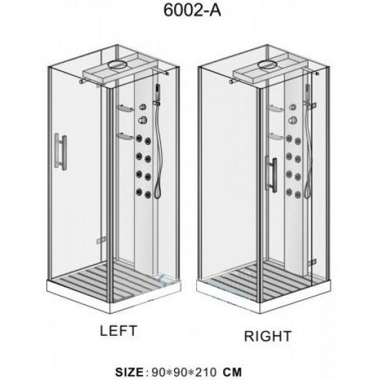 Душевая кабина Wasserfalle W-6002-A 90х90