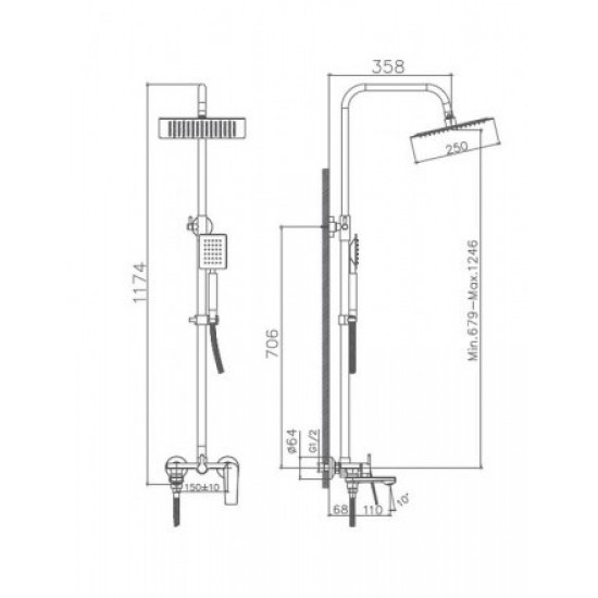 Душевая стойка Haiba HB24533-3 белый