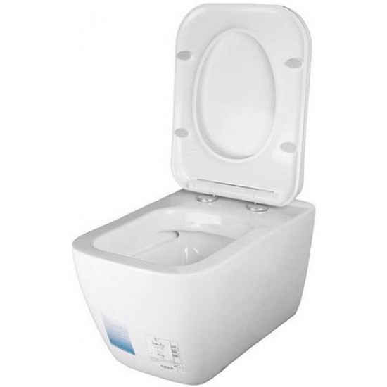 Инсталляция Eccellenza Tecnica 152.4.501.8088 с белой кнопкой 152.7.320.088 и унитазом Idevit Halley Rimless с сиденьем Ultra SETK3204-2616-001-1-6