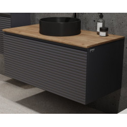 Тумба под умывальник Jorno Cossety 100 антрацит/дуб крафт золотой