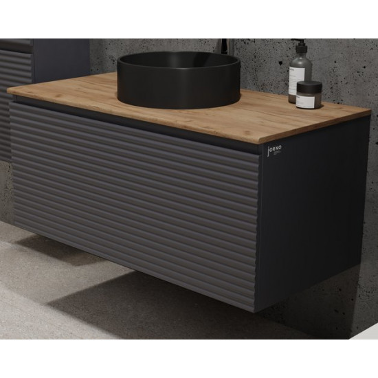 Тумба под умывальник Jorno Cossety 100 антрацит/дуб крафт золотой