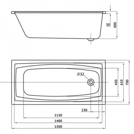 Ванна акриловая Berges FEYA 150x70 белая