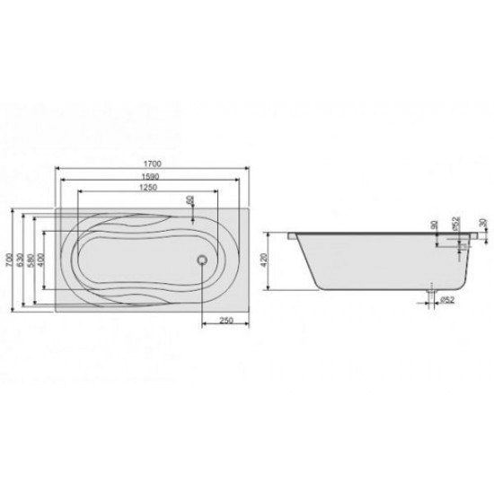 Ванна акриловая Sanplast WP/AS 170x70