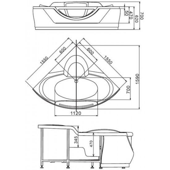 Ванна гидромассажная Gemy G9025-II K 155x155