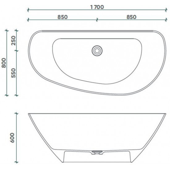 Ванна из литьевого мрамора Fjordd Fjord 170x80 белый глянец