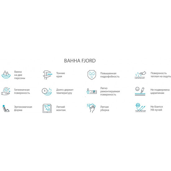 Ванна из литьевого мрамора Fjordd Fjord 170x80 белый глянец