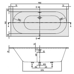 Ванна квариловая Villeroy & Boch OBERON UBQ199OBE2V-01 с ножками