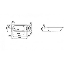 Ванна стальная Laufen Pro 150x70 с шумоизоляцией