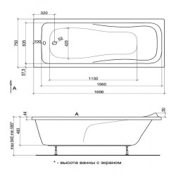 Акриловая ванна AlfaSun Харакс 170x75