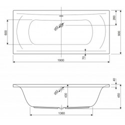 Акриловая ванна Cezares Arena ARENA-190-90-45 190x90 белая