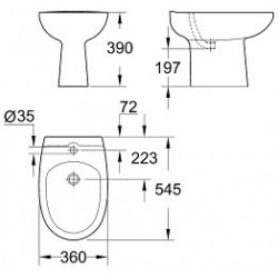 Биде Grohe Bau Ceramic 39433000 36x54,5 подвесное Биде Grohe Bau Ceramic 39433000 36x54,5 подвесное