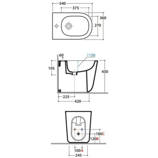 Биде напольное Globo Lalita LT009BI белое