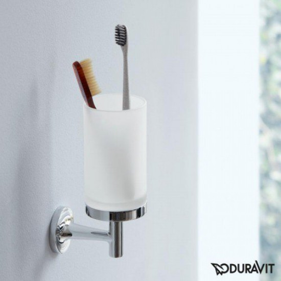 Держатель со стаканом Duravit Stark T 99311000 хром/белый Держатель со стаканом Duravit Stark T 99311000 хром/белый