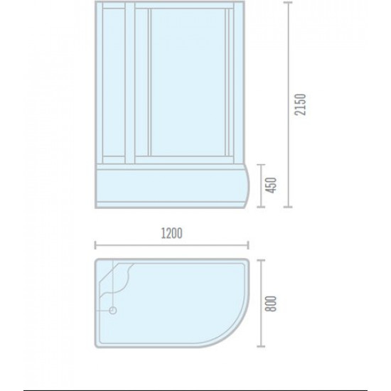 Душевая кабина Oda 8037BML 120x80 левая, стекла матовые, профиль хром