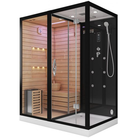 Душевая кабина Tiko-Teymi Helmi T00301L 180x110 черная, левая с финской сауной и турецкой баней