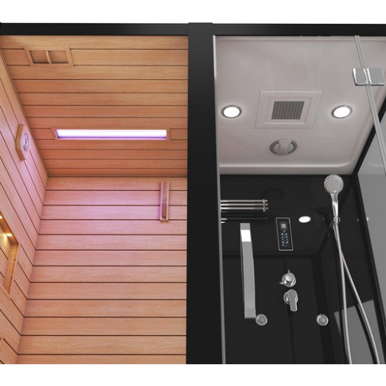 Душевая кабина Tiko-Teymi Helmi T00301L 180x110 черная, левая с финской сауной и турецкой баней