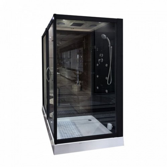 Душевая кабина Tiko-Teymi Helmi T00301L 180x110 черная, левая с финской сауной и турецкой баней