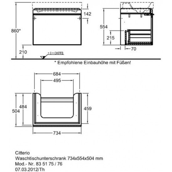 Тумба под умывальник Keramag Citterio 75 835176000 подвесная