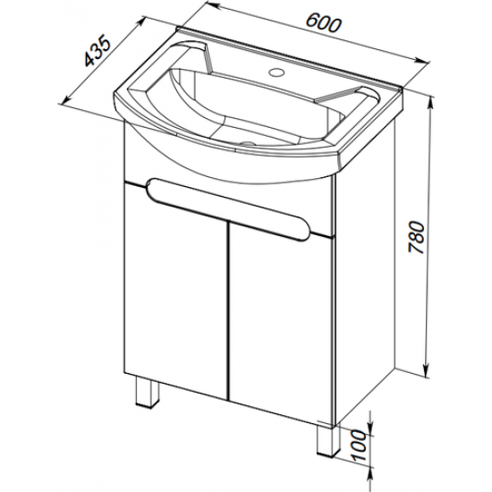 Тумба под умывальник АВН 60 Ansi 96.02 (Э) белая