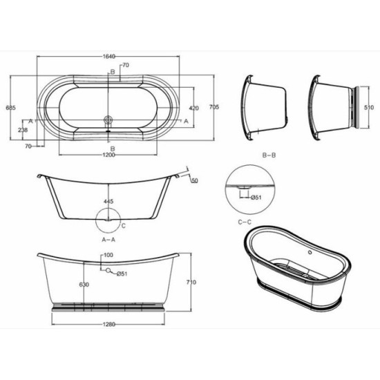 Ванна акриловая Burlington Admiral ET5C 164x70,5 белая