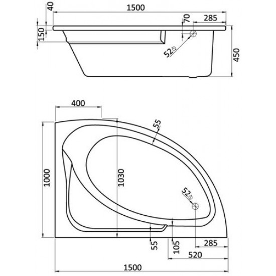 Ванна акриловая Santek ГОА 150x100 (правая)