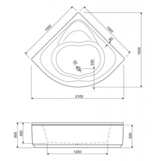Акриловая ванна Cezares Cetina CETINA-150-150-41 150x150 белая