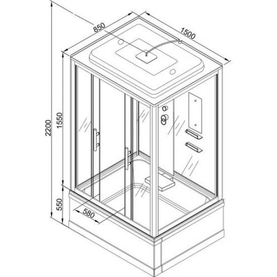 Душевая кабина Avacan EM4515EL AVA N 150x85 с электрикой, стекла матовые, профиль хром Душевая кабина Avacan EM4515EL AVA N 150x85 с электрикой, стекла матовые, профиль хром