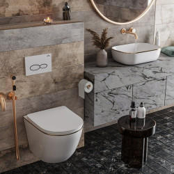 Комплект унитаза с умывальником Roxen Antares Gold 508510G белый с золотой окантовкой