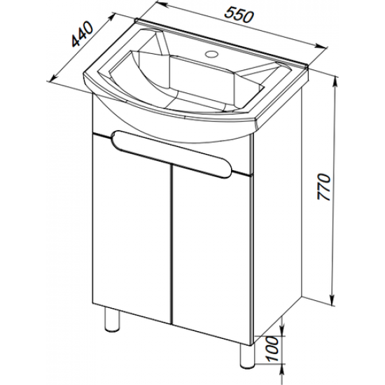 Тумба под умывальник АВН 55 Ansi 96.01 (Э) белая