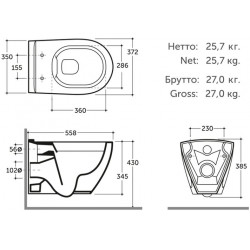 Унитаз подвесной Керамин Трино 37,2x55,8 сиденье жесткое Duroplast Slim, микролифт Унитаз подвесной Керамин Трино 37,2x55,8 сиденье жесткое Duroplast Slim, микролифт