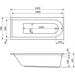 Ванна акриловая Excellent Aurum 150x70