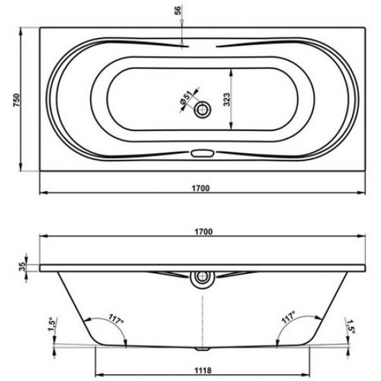 Ванна акриловая Vagnerplast Briana 170x75