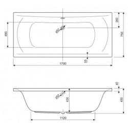 Акриловая ванна Cezares Arena ARENA-170-75-45 170x75 белая