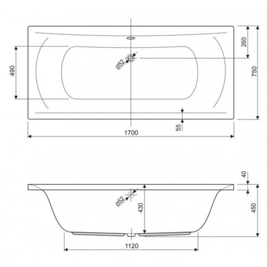 Акриловая ванна Cezares Arena ARENA-170-75-45 170x75 белая