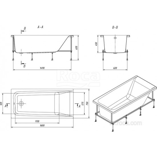 Акриловая ванна Roca Elba 160x75