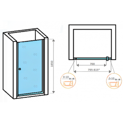 Душевая дверь Parly DE80 80x185 стекла с рисунком / профиль хром