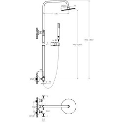 Душевая стойка Laveo Pretto PLP_70TD с термостатом черный