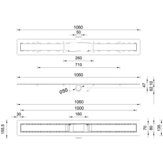 Душевой лоток Styron STY-B-100 с решеткой Basic Душевой лоток Styron STY-B-100 с решеткой Basic