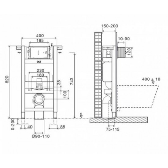 Инсталляции для унитаза OLI Expert 82 721703  + клавиша смыва Slim 659041 белая