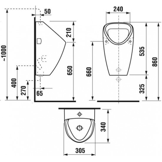 Писсуар Jika Golem 8430610000001 с внешним подводом воды