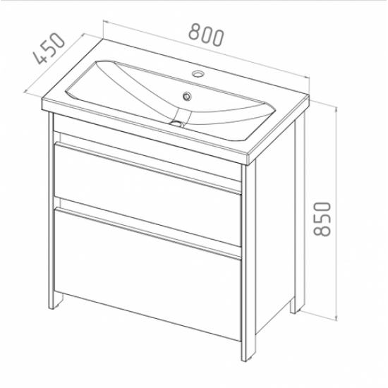 Тумба под  умывальник АВН 80 Ванкувер 66.03 (34) дуб крафт золотой/ черный матовый
