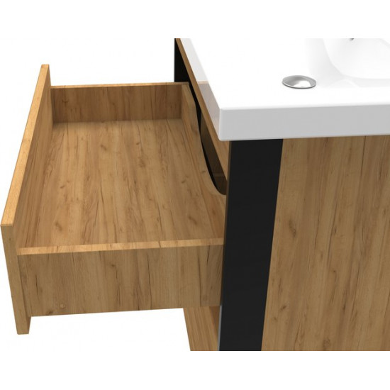 Тумба под  умывальник АВН 80 Ванкувер 66.03 (34) дуб крафт золотой/ черный матовый