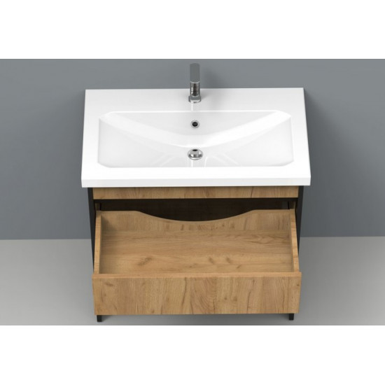 Тумба под  умывальник АВН 80 Ванкувер 66.03 (34) дуб крафт золотой/ черный матовый