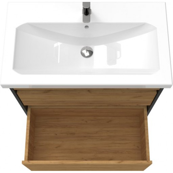 Тумба под  умывальник АВН 80 Ванкувер 66.03 (34) дуб крафт золотой/ черный матовый