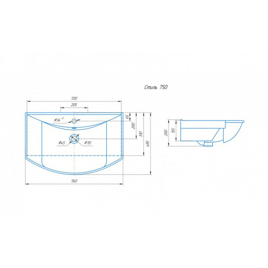 Умывальник Kirovit Стиль 750
