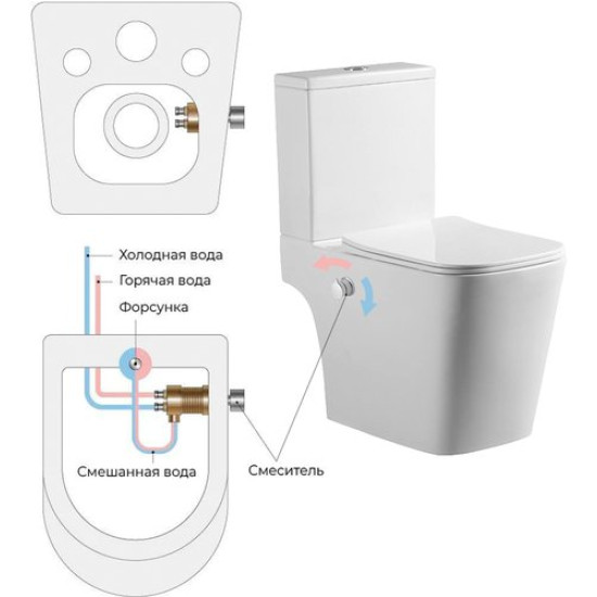 Унитаз-компакт Amore di Mare Tronto Bidet N900-X 36,5x65 с функцией биде, сиденье Duroplast, микролифт, белый