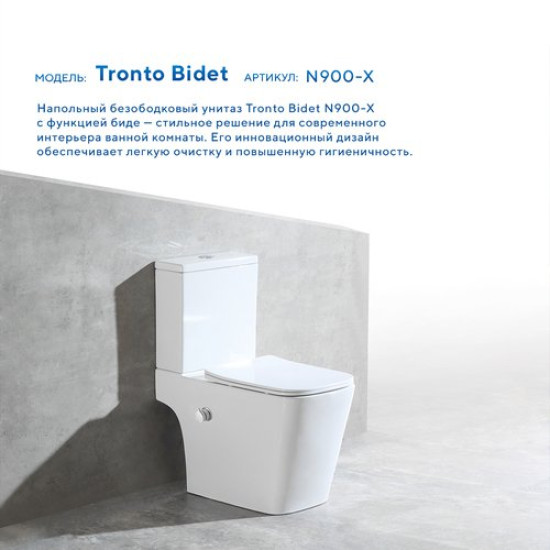 Унитаз-компакт Amore di Mare Tronto Bidet N900-X 36,5x65 с функцией биде, сиденье Duroplast, микролифт, белый