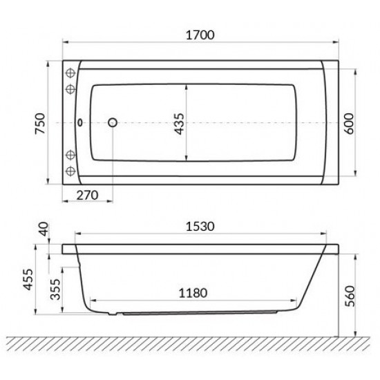 Ванна акриловая Excellent Aquaria 170x75 с ножками