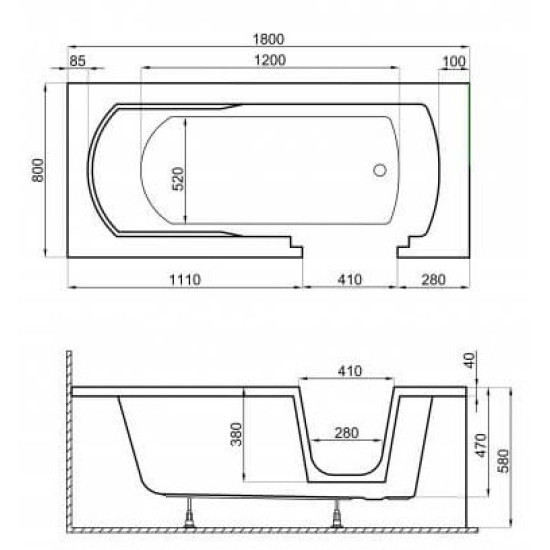 Ванна акриловая Polimat AVO 180x80 белая